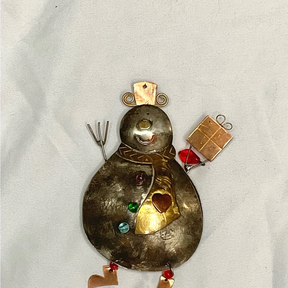 Pilgrim Imports‎ Snowman Ornament Copper Nickel Brass Made in Thailand Vintage